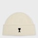 AMI PARIS Beanie With Contrasted Ami De Coeur beige 106027 1