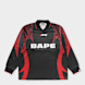 A Bathing Ape Ape Flame Monogram Jacquard Logo Football Jersey black 99551 1