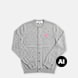 Comme des Garcons Play Round Neck Cardigan Pink Emblem grey 104460 1