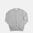 Comme des Garcons Play Round Neck Cardigan Pink Emblem grey 104460 1