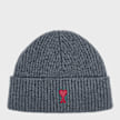 AMI PARIS Beanie With Red Ami De Coeur gris chine/rouge Undefined Color 106028 1