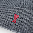 AMI PARIS Beanie With Red Ami De Coeur gris chine/rouge Undefined Color 106028 3