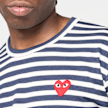 Comme des Garcons Play Play Red Heart Striped Long Sleeve T-Shirt blau 57212 3