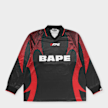 A Bathing Ape Ape Flame Monogram Jacquard Logo Football Jersey black 99551 1