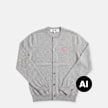 Comme des Garcons Play Round Neck Cardigan Pink Emblem grey 104460 1