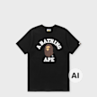 A Bathing Ape College Tee white black 104934 1