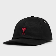 AMI PARIS Red Ami De Coeur Embroidery Cap black