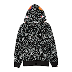 A Bathing Ape Neon Camo Shark Full Zip Hoodie black camouflage