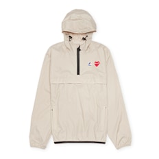 Comme des Garcons Play K-Way Full Zip Jacket Red Emblem beige