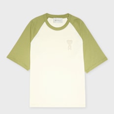 AMI PARIS SS Boxy Fit T-Shirt Ami De Coeur Knitted Patch beige
