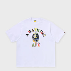 A Bathing Ape Multi Logo College Relaxed Fit Tee white