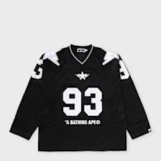 A Bathing Ape Line Camo Multi Logo Cropped Fit Football Jersey black