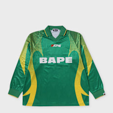 A Bathing Ape Ape Flame Monogram Jacquard Logo Football Jersey grün