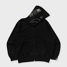 A Bathing Ape Garment Dye Shark Relaxed Fit Full Zip Hoodie schwarz