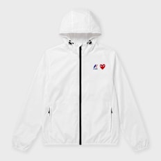 Comme des Garcons Play K-Way Full Zip Jacket Red Emblem weiß