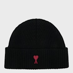 AMI PARIS Beanie With Red Ami De Coeur noir/rouge Undefined Color