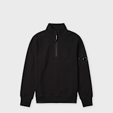 C. P. Company Diagonal Raised Fleece Half Zip Lens Sweater black