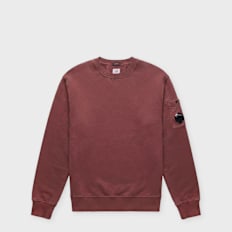 C. P. Company Brushed And Emerized Diagonal Fleece Crewneck red