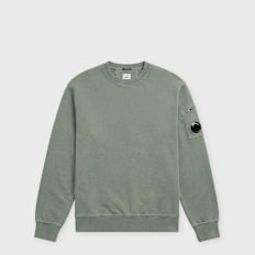 C. P. Company Brushed And Emerized Diagonal Fleece Crewneck grün