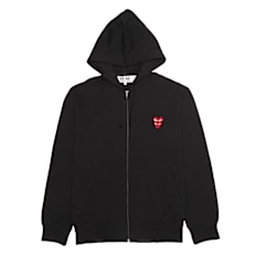 Comme des Garcons Play Play Two Heart Hooded Zip Sweatshirt black