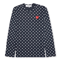Comme des Garcons Play Play Polka Dot Red Heart T-Shirt blau