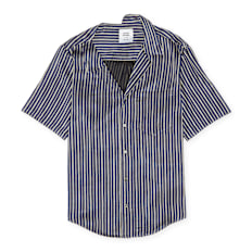Opening Ceremony Stripes Asym. S/S Shirt cobalt chocolate blauw