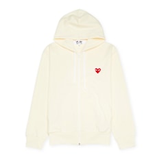 Comme des Garcons Play Play Red Heart Zip Hooded Sweatshirt beige
