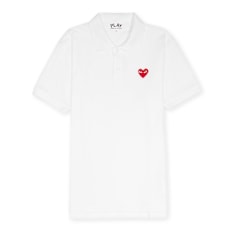 Comme des Garcons Play Play Polo Shirt Red Heart white