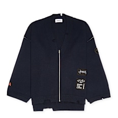 Ambush Felted Knit Zip Cardigan blue