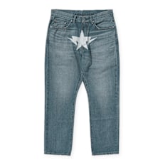 A Bathing Ape Fake Print Sta Loose Fit Denim Pants blue