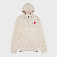 Comme des Garcons Play K-Way Full Zip Jacket Red Emblem beige