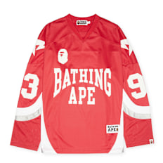 A Bathing Ape Line Camo Jacquard Logo Relaxed Fit Ice Hockey Jersey rot