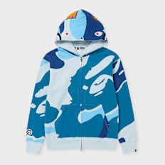 A Bathing Ape Mega ABC Camo Double Shark Relaxed Fit Full Zip Hoodie blau