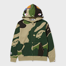 A Bathing Ape Mega ABC Camo Double Shark Relaxed Fit Full Zip Hoodie green