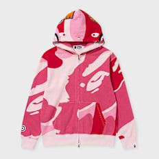 A Bathing Ape Mega ABC Camo Double Shark Relaxed Fit Full Zip Hoodie light pink