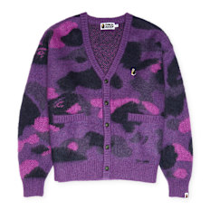 A Bathing Ape Color Camo Mohair Knit Cardigan M purple