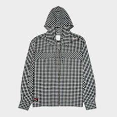 ROA Aair Floweave Printed Check Long Sleeve Hooded Shirt grau