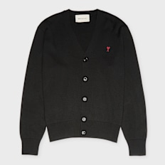 AMI PARIS Cardigan Contrasted Ami De Coeur black