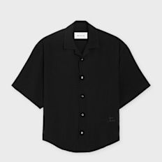 AMI PARIS Shortsleeve Boxy Shirt Camp Collar Embroidered ADC schwarz