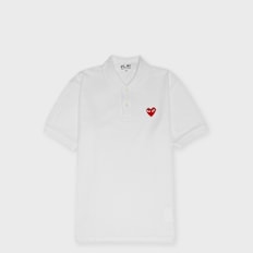 Comme des Garcons Play T-Shirt Polo Red Emblem Red Heart weiß