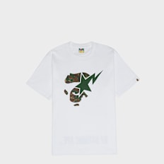 A Bathing Ape Glitch Woodland Camo Ape Face Sta Tee M weiß
