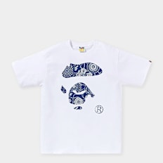 A Bathing Ape Japanese Indigo Art Camo Ape Face Tee weiß