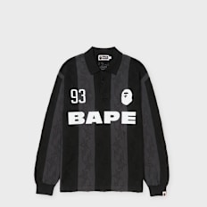 A Bathing Ape Sta Stripe Pattern Jacquard Multi Logo Relaxed Fit LS zwart