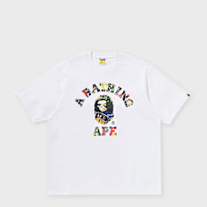 A Bathing Ape Multi Logo College Relaxed Fit Tee weiß