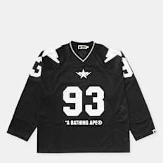 A Bathing Ape Line Camo Multi Logo Cropped Fit Football Jersey black
