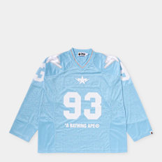 A Bathing Ape Line Camo Multi Logo Cropped Fit Football Jersey blau