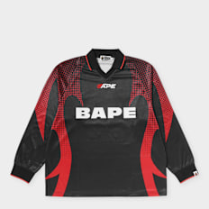 A Bathing Ape Ape Flame Monogram Jacquard Logo Football Jersey black