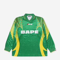 A Bathing Ape Ape Flame Monogram Jacquard Logo Football Jersey groen