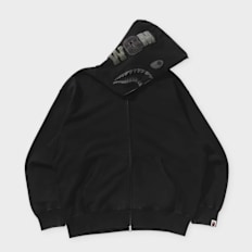 A Bathing Ape Garment Dye Shark Relaxed Fit Full Zip Hoodie schwarz