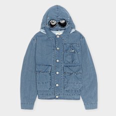 C. P. Company 50 Fili Indigo Bleached Goggle Denim Jacket blau